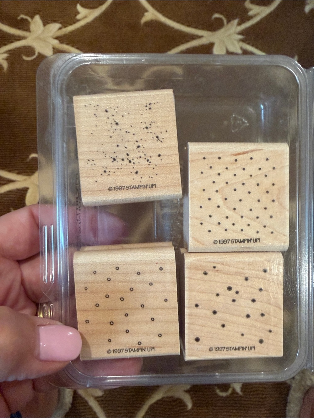 Stampin' Up! Wooden Dot Pattern Stamp Set - Natural Wood